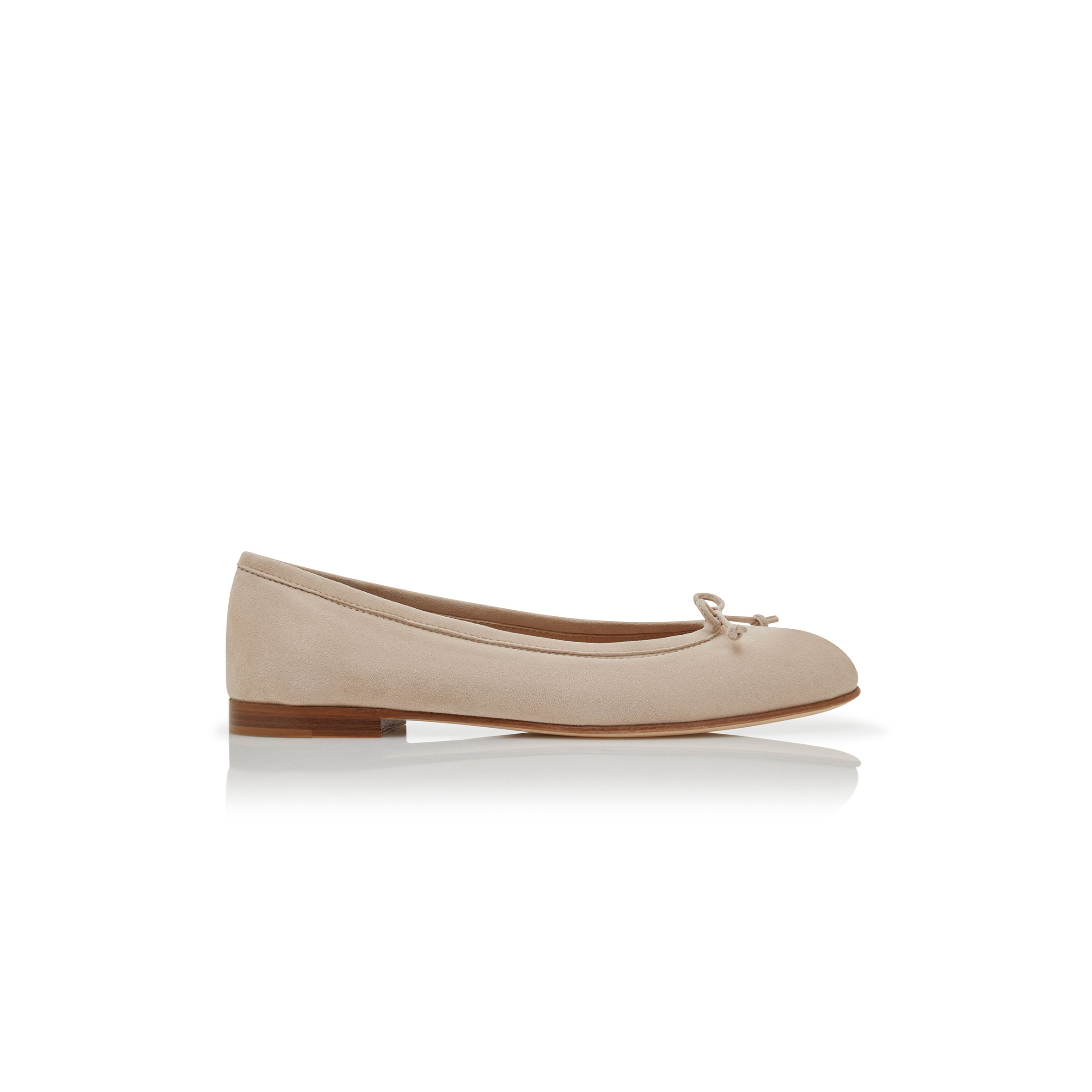 MANOLO BLAHNIK VERALLI LIGHT BEIGE SUEDE BALLERINA FLATS 223-1336-0012